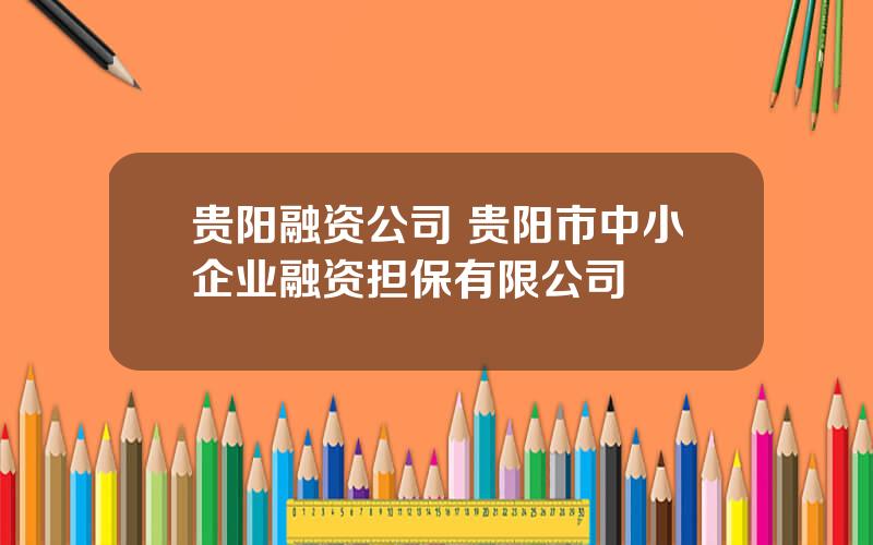 贵阳融资公司 贵阳市中小企业融资担保有限公司